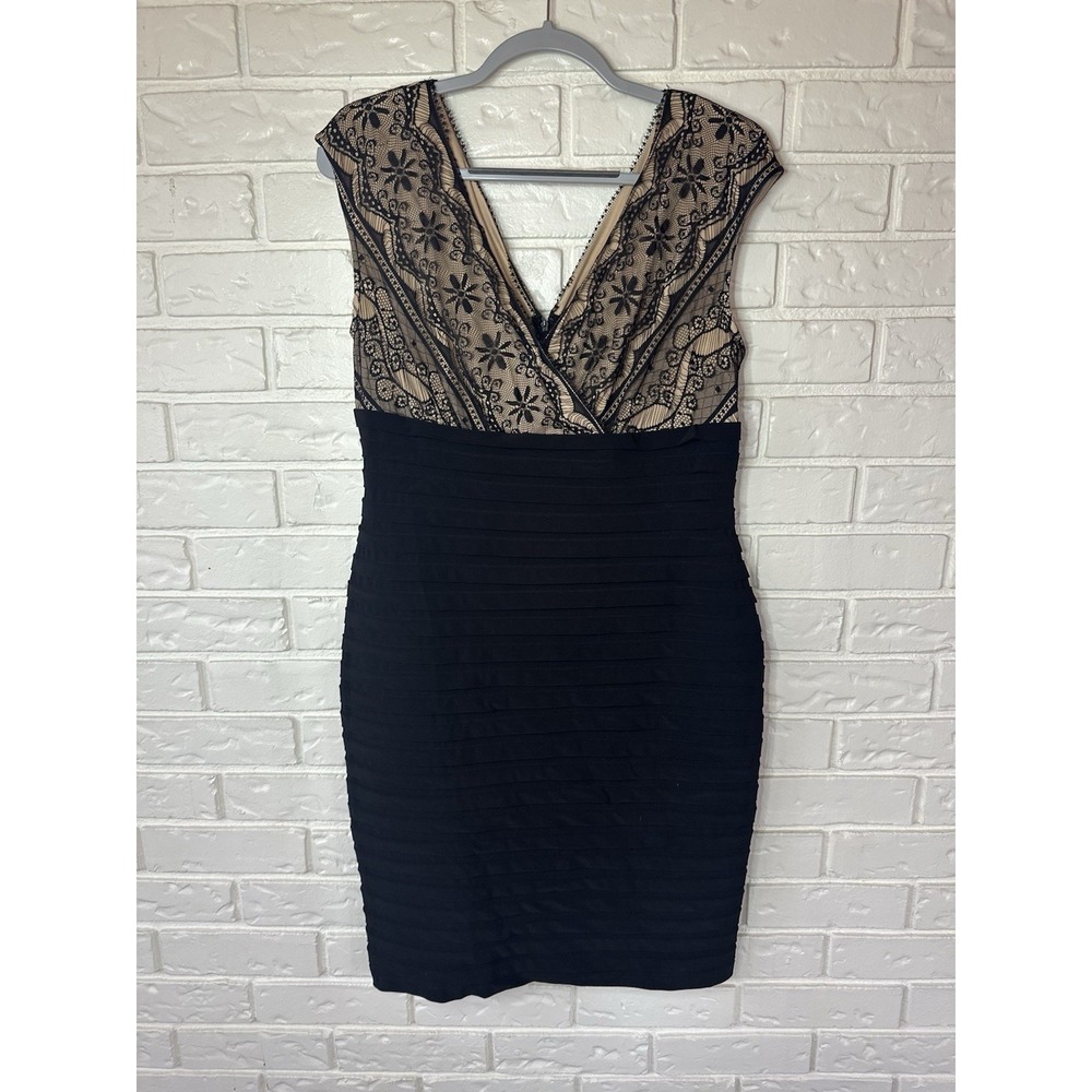 Collection Dressbarn Black Lace Bodycon Dress Size 14 Elegant Cocktail Party